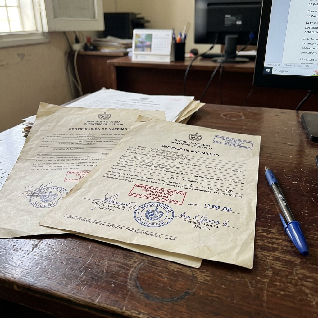 Documentos cubanos legalizados por el MINJUS
